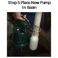 Step 5. Place the new Zoeller sump pump in the basin. Tighten the discharge piping. Test the pump for problems.